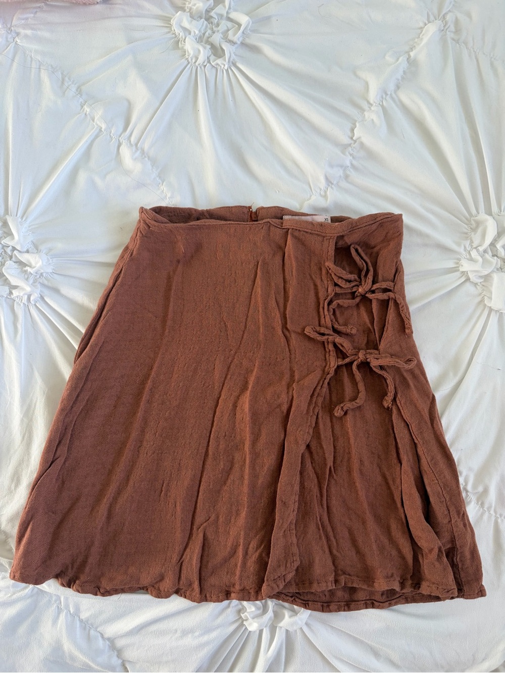 SO Rust Brown A-Line Skirt with Side Tie Detail